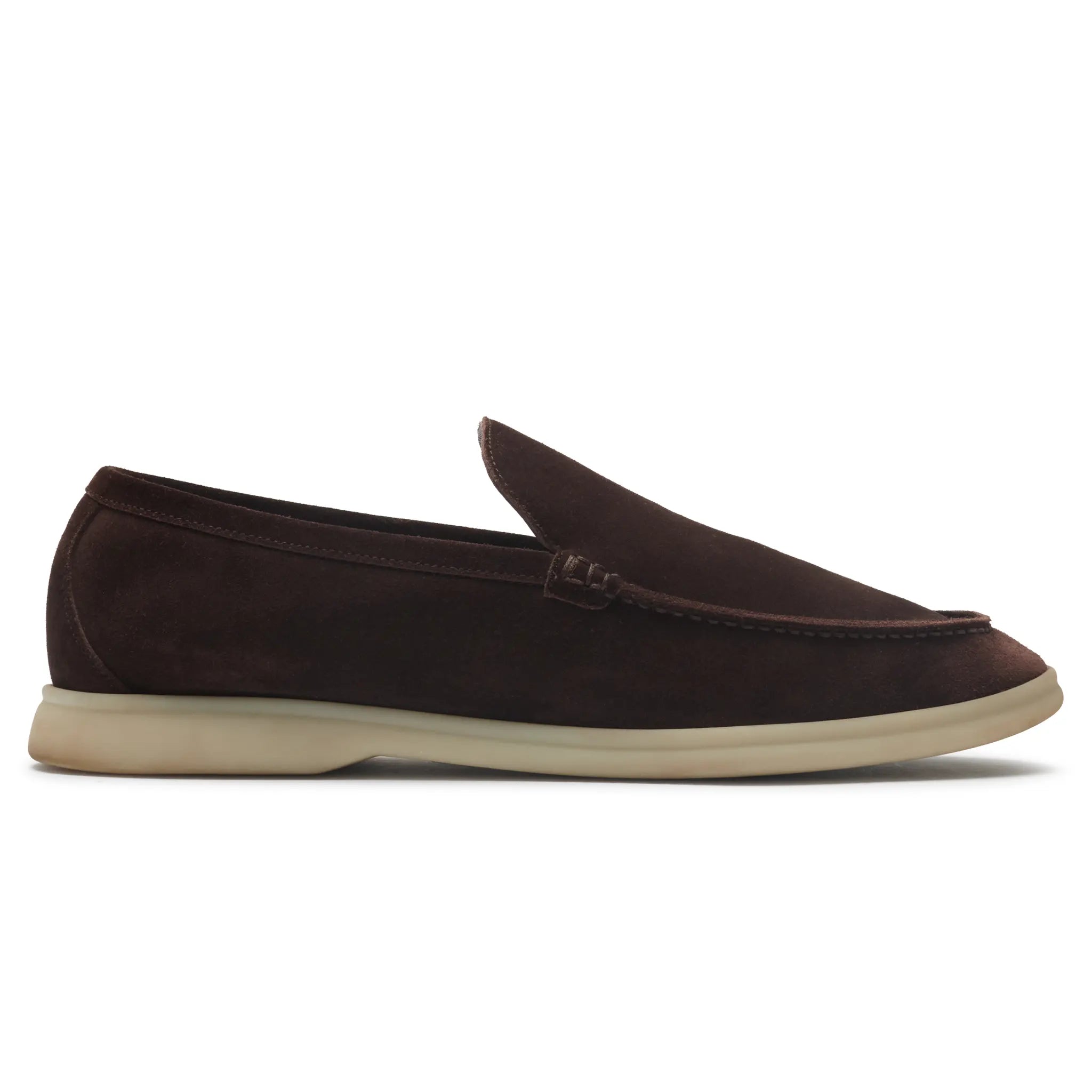 Side View of Preloved - Loro Piana Summer Walk Suede Chocolate Loafers Fae8124_h026